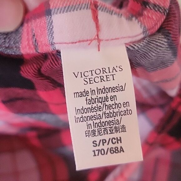 Victoria's Secret Pajama Pants S Red Plaid PJ Bottoms Tinsel - Picture 2 of 7